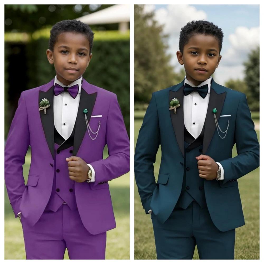 Costumes formels pour garçons, coupe cintrée, tenue porteur d'anneau, robe de mariée pour enfants, v
