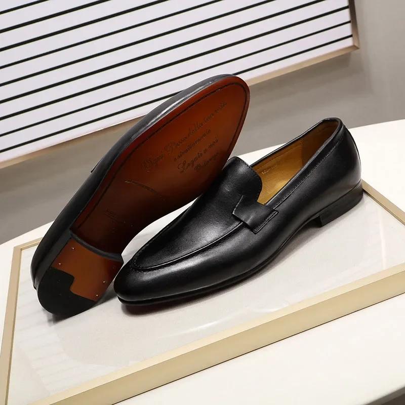 FELIX CHU Designer mode hommes mocassins en cuir à la main noir marron décontracté affaires robe cha