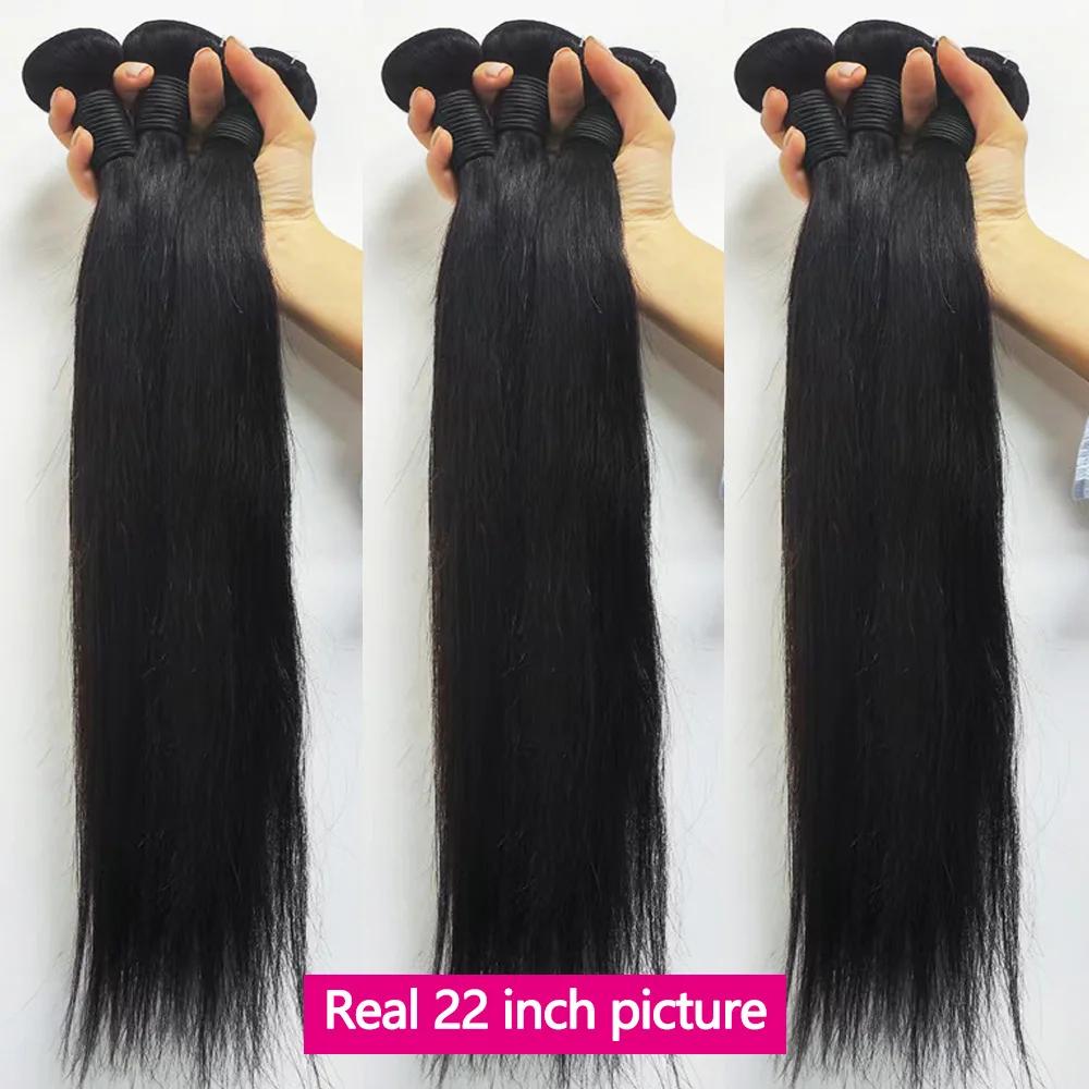 Mèches indiennes naturelles lisses, 26 28 30 pouces, cheveux bruts longs et épais, pour femmes, 40 3