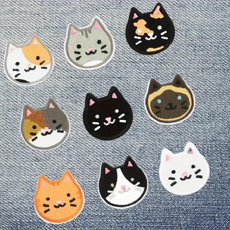 Patch brodé de chat mignon en polaire, thermocollant, à coudre, pour vêtements, casquette, sac, vest