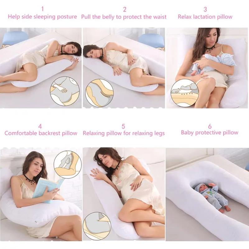 Oreiller de grossesse 130x70cm, oreiller de taille pour femmes enceintes, oreiller d'allaitement, co