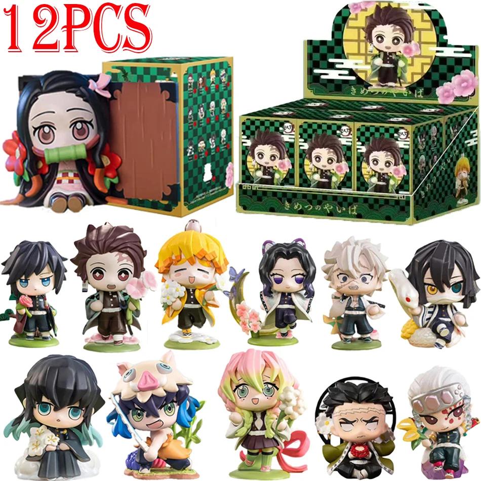 Boîte aveugle Demon Slayer de 10CM, figurine Tanjiro Kamado Nezuko, modèle de dessin animé en PVC, o