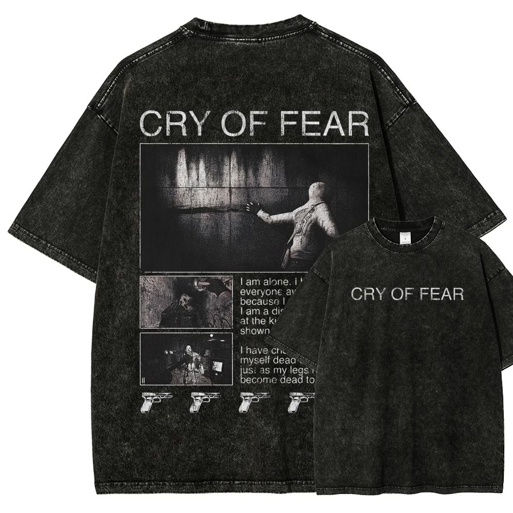 Cry of Fear – T-shirt délavé, nouveau modèle, vêtements surdimensionnés pour les amateurs d'anime, v
