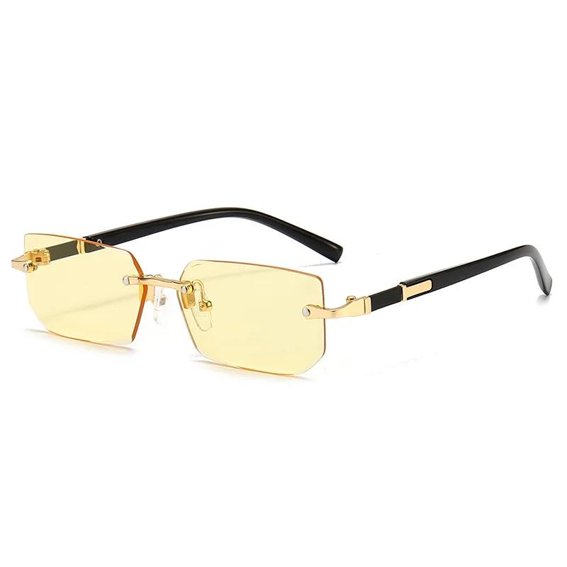 Lunettes de soleil rectangulaires sans monture pour hommes et femmes, nuances populaires, petites lu