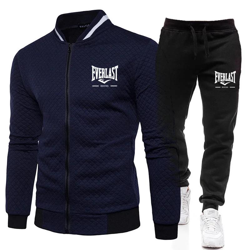 Ensemble de veste et pantalon EVERLAST BOXING pour homme, col montant, style streetwear, printemps-a