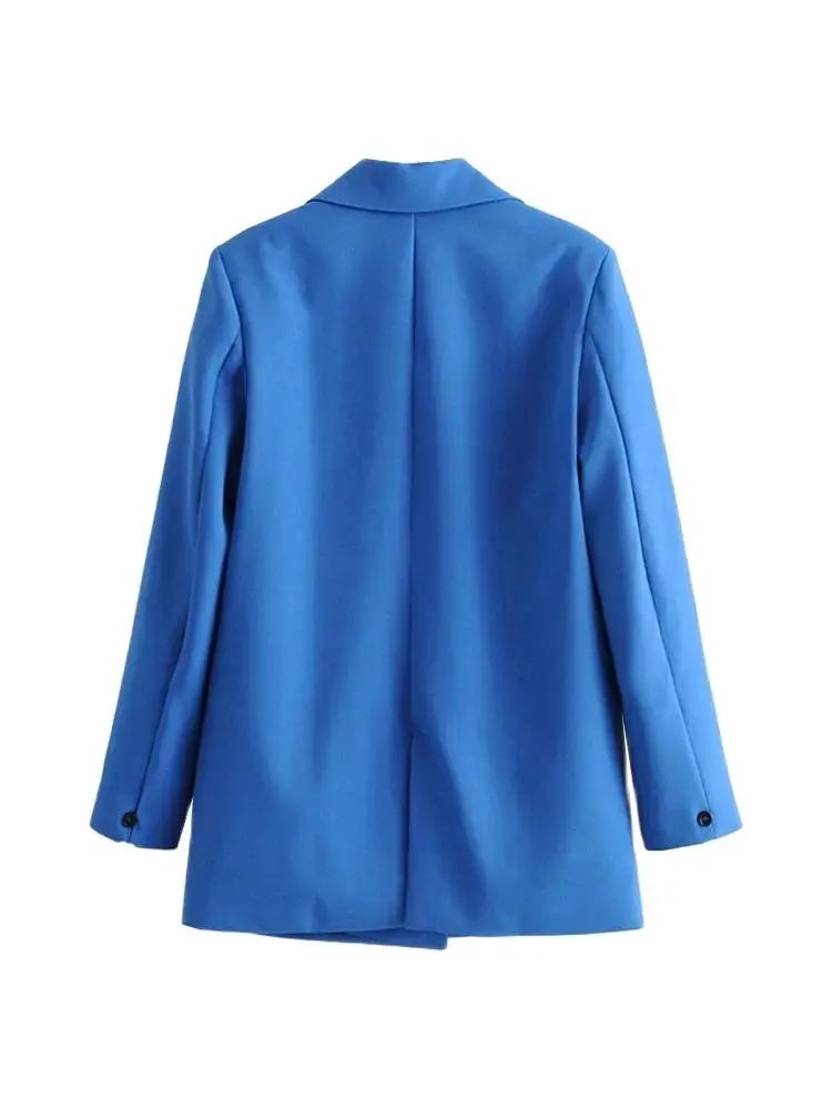 Femmes Chic bureau dame Double boutonnage Blazer Vintage manteau mode col cranté à manches longues d