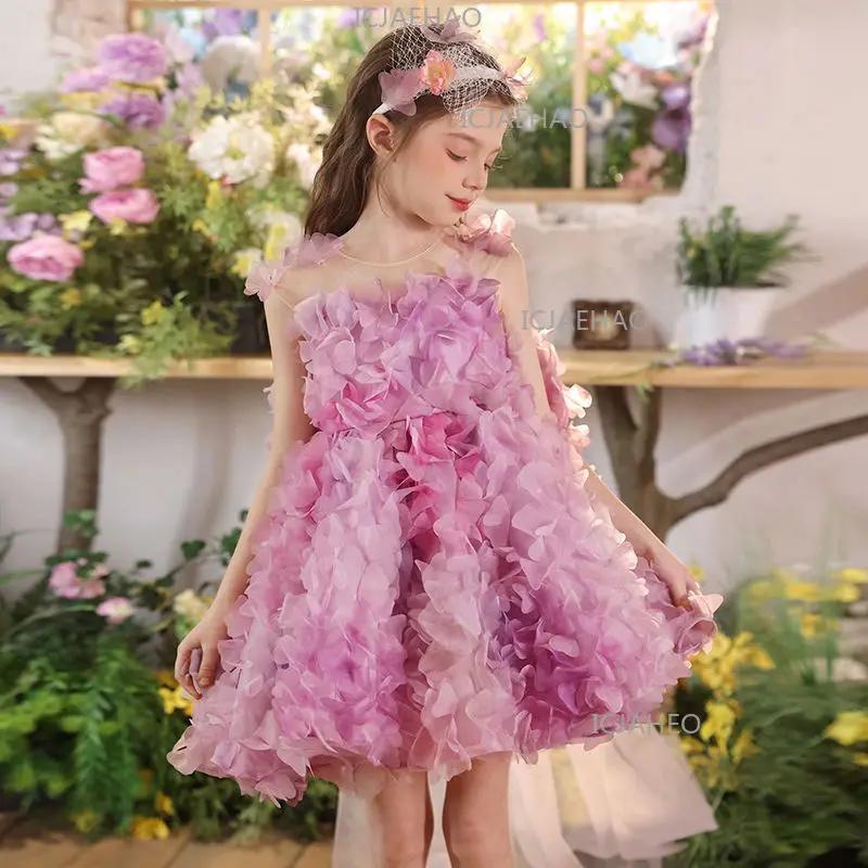 Nouvelle Robe de Cérémonie pour Filles, Robe de Princesse à Fleurs pour Anniversaire, Tenue de Fête 