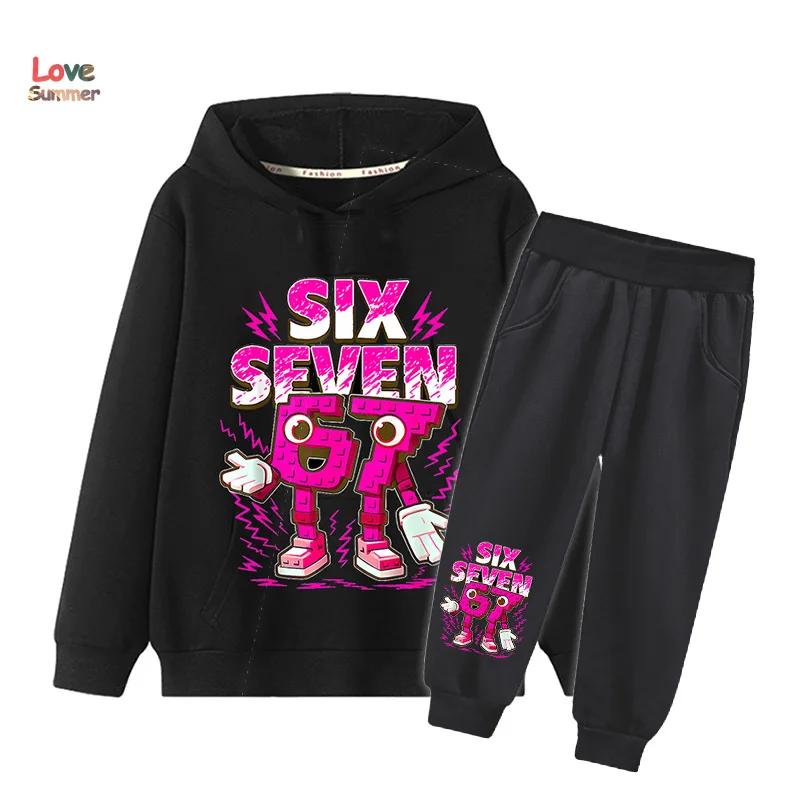 Ensemble 2 pièces sweat à capuche et pantalon 67 Six Seven pour garçons et filles, style italien Bra