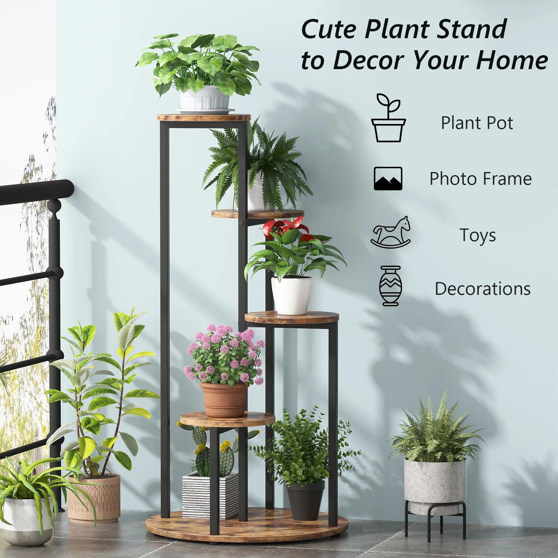 Tribesigns Support pour plantes d'angle d'intérieur, supports d'étagères pour plantes hautes à 4 niv