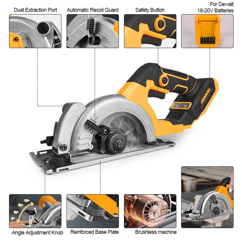 Scie circulaire électrique sans balais Electric Goddess 5 pouces ﻿ Pour batterie Dewalt 20V ﻿ Outil 