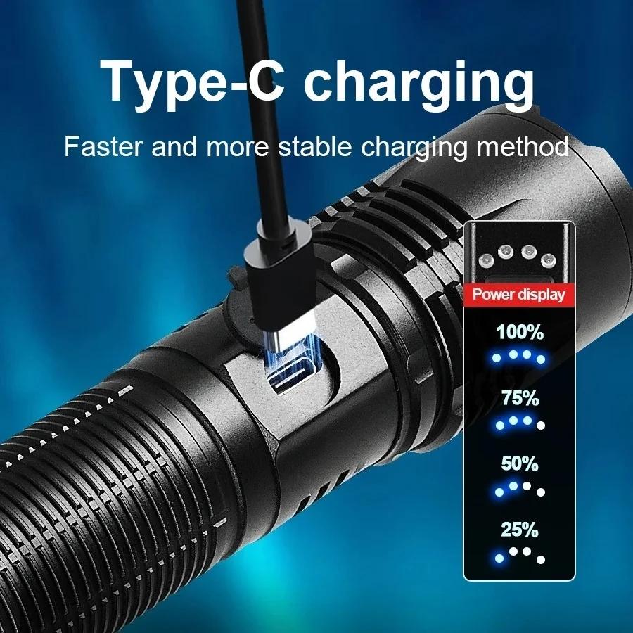 Lampe torche LED haute puissance 2026 9000000LM Lumière puissante Torche tactique Rechargeable Lampe