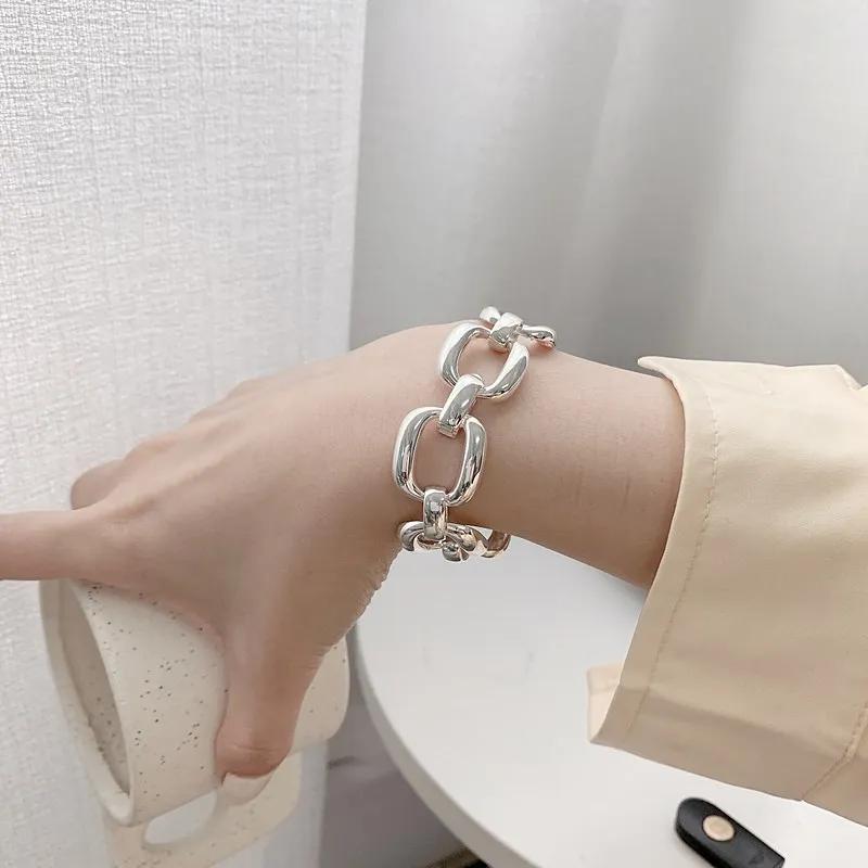Bracelets en argent Sterling 925 pour femmes, tendance Hip Hop, Vintage, chaîne épaisse, Design géom