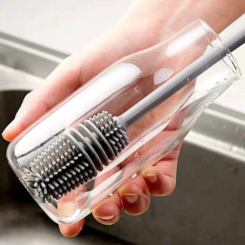 Brosse à biberons, Rotation à 360 degrés, brosses en Silicone à Long manche, outils de nettoyage de 