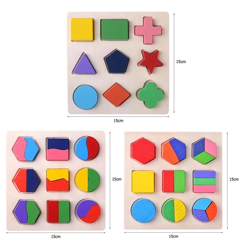 Formes géométriques en bois Montessori Puzzle tri des briques mathématiques apprentissage préscolair