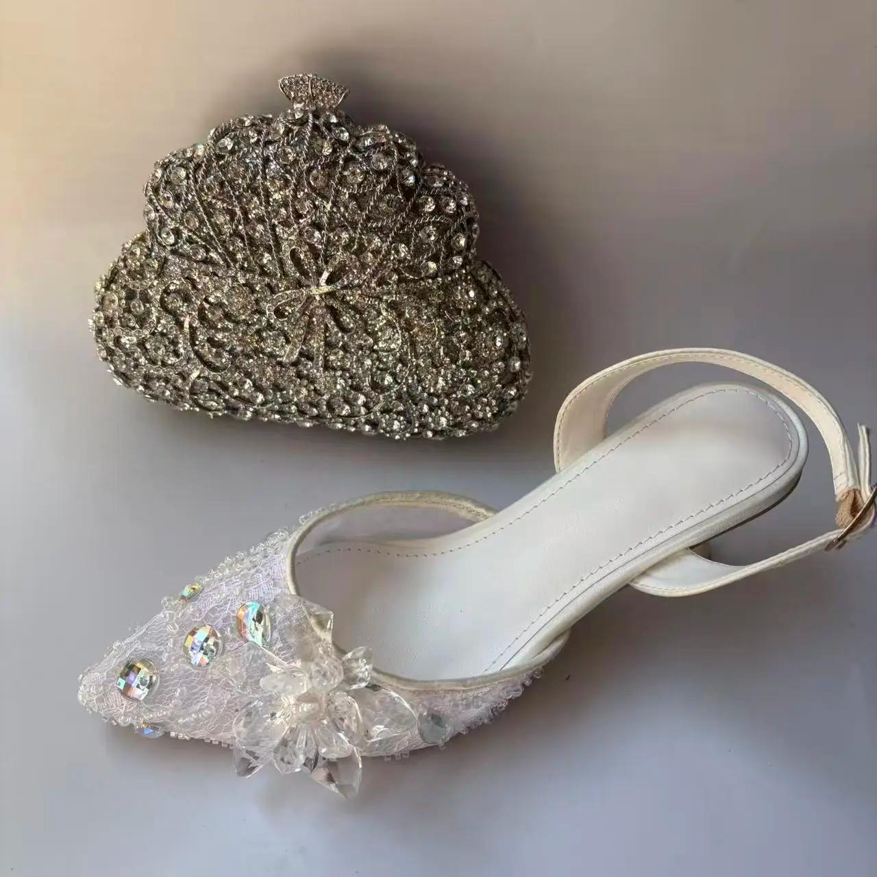LNATISNOVA – sandales à bout pointu et sacs à main pour femmes, escarpins à talons hauts avec pochet