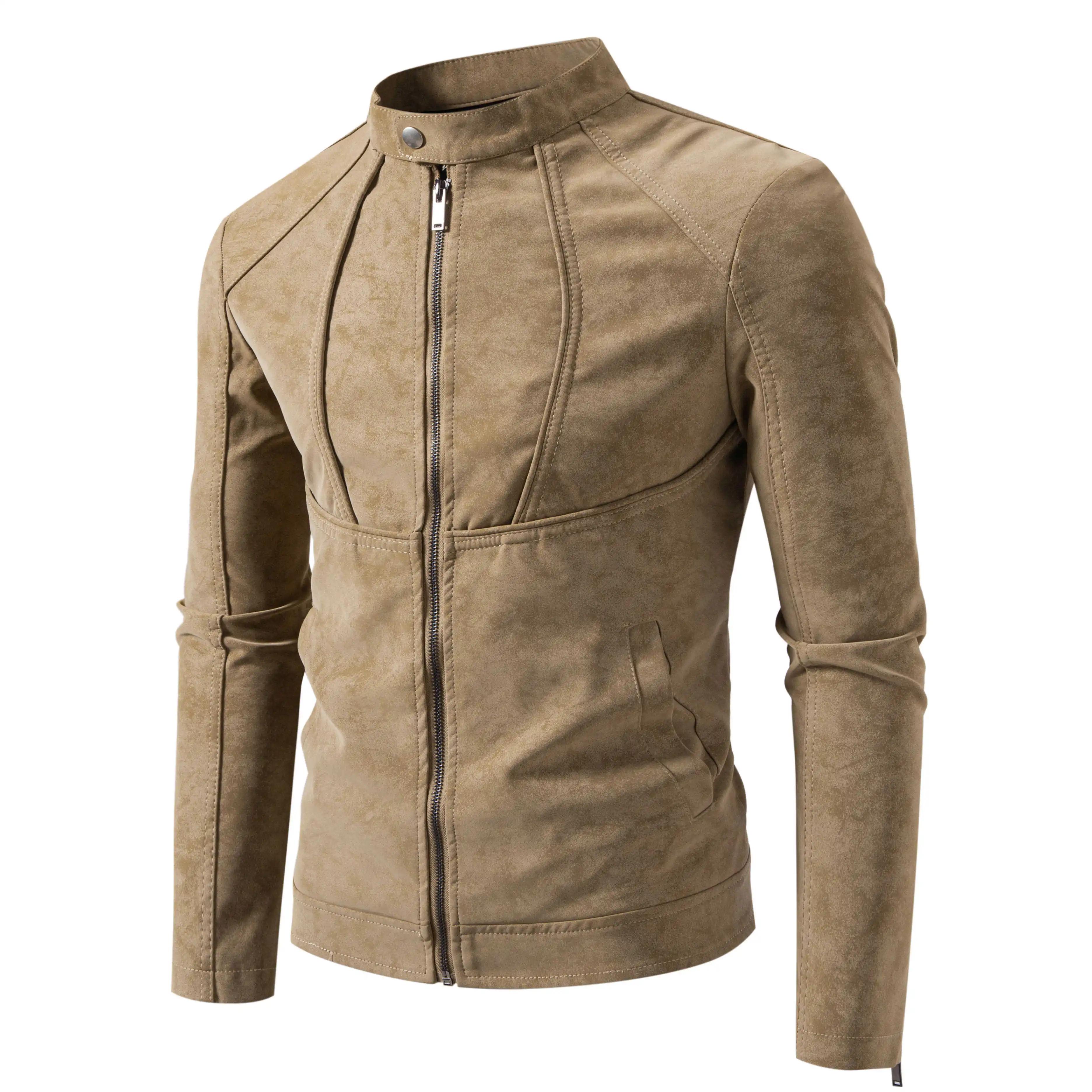 Blouson moto vintage slim fit pour homme, décontracté, à manches longues, coupe ajustée, pour l'auto