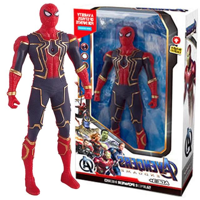 17 cm Marvel Spiderman modèle Anime figurines Spider-man Captainironman lumineux jouets pour enfants