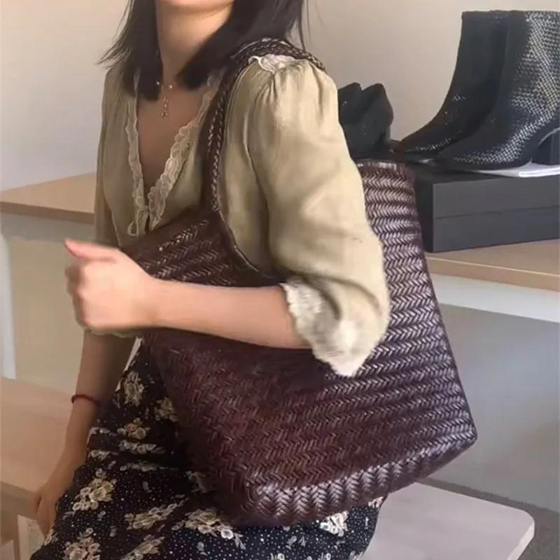 Sac à provisions en cuir de vachette fait à la main pour dames, grand fourre-tout vintage, sacs à ma