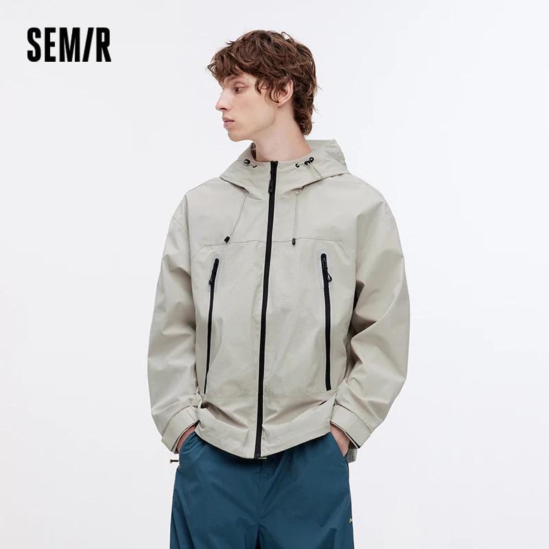 Semir veste hommes Sport de plein air ample à capuche Patchwork maille 2025 automne haut texturé vêt