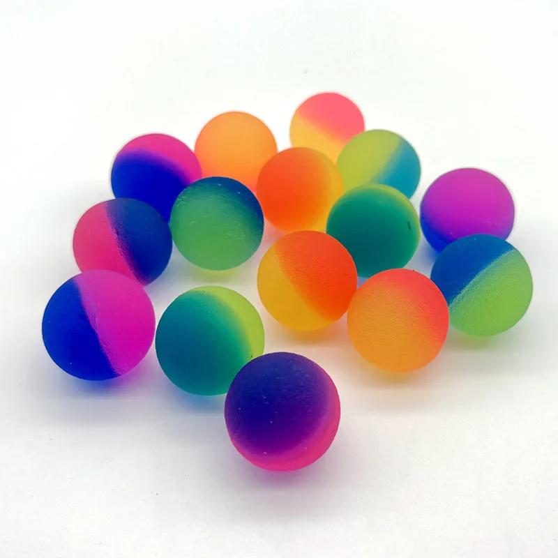Boule élastique en caoutchouc, arc-en-ciel, bicolore, mat, solide, boule flottante colorée, boule am