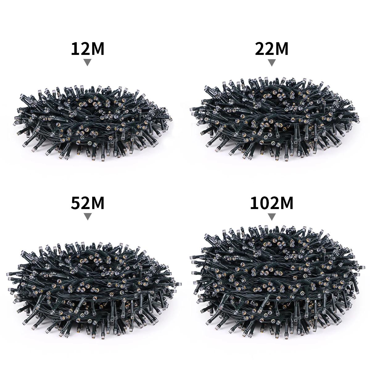 100M 1000 LEDs Charge rapide solaire LED fée lumière LED étanche extérieur chaîne lumières guirlande