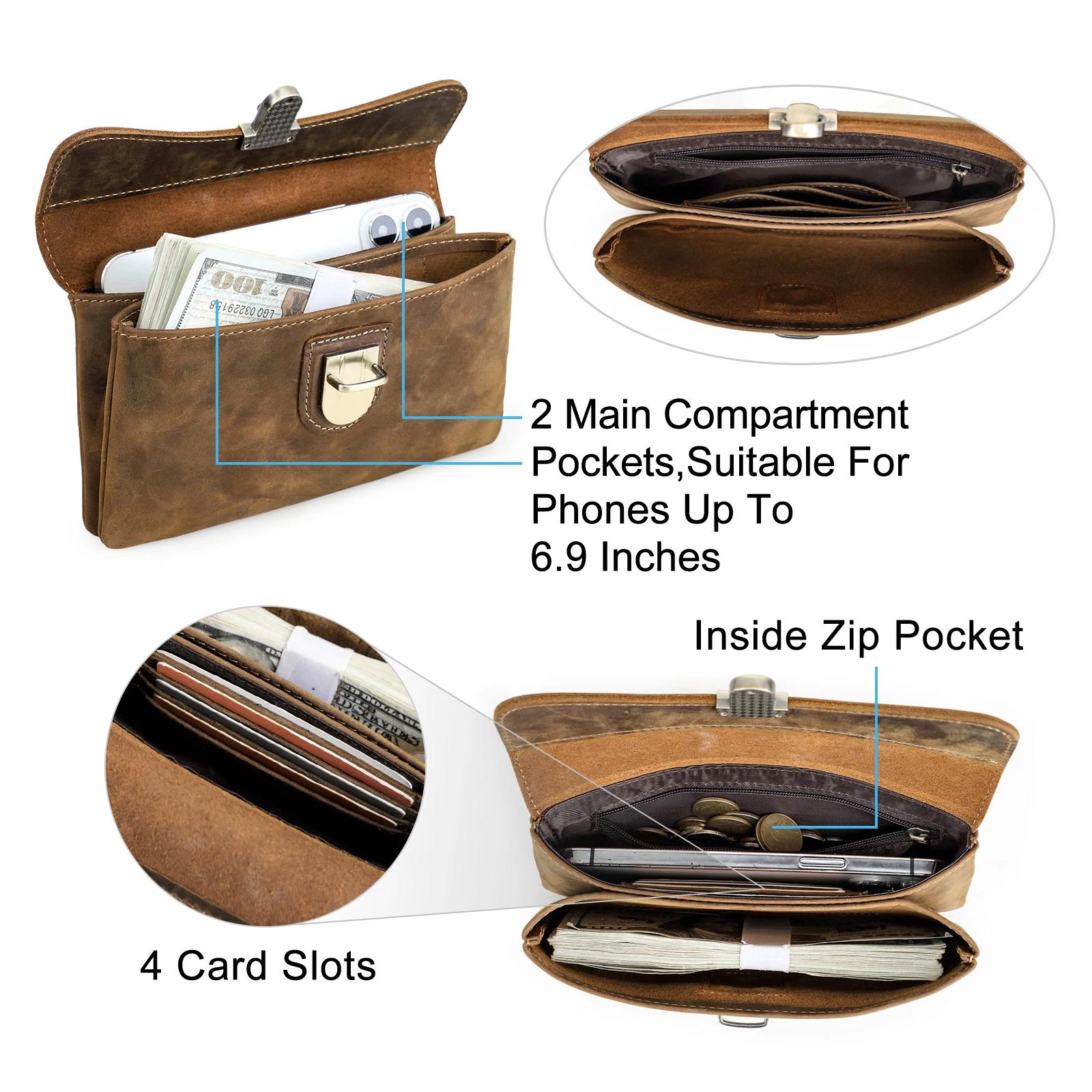 Sacs de ceinture pour hommes en cuir véritable CONTACT'S, sacs de taille de haute qualité, sacs bana