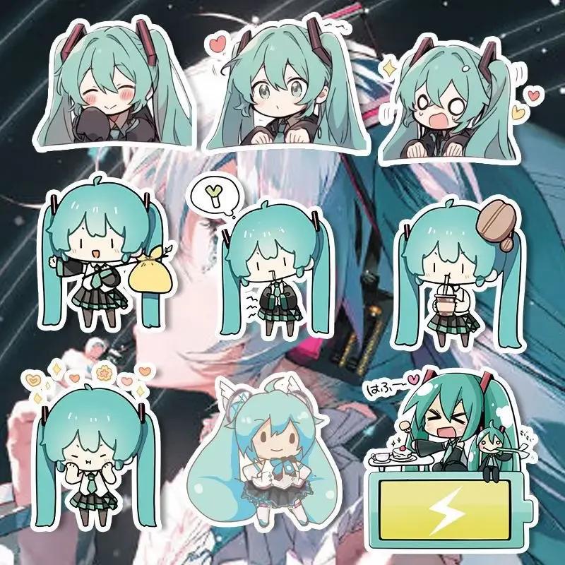 100 pièces Kawaii HatsuneMiku autocollants mignon dessin animé décalcomanies journal papeterie coque