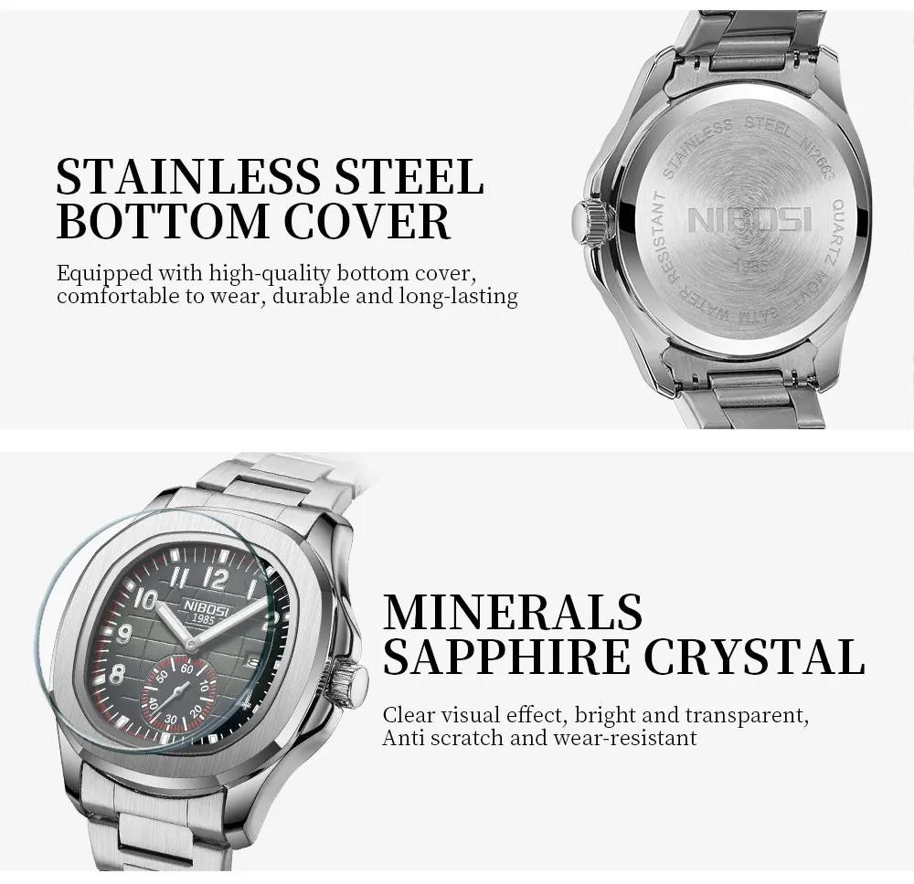 NIBOSI nouvelles montres haut de gamme de luxe étanche lumineux numérique montres à Quartz décontrac