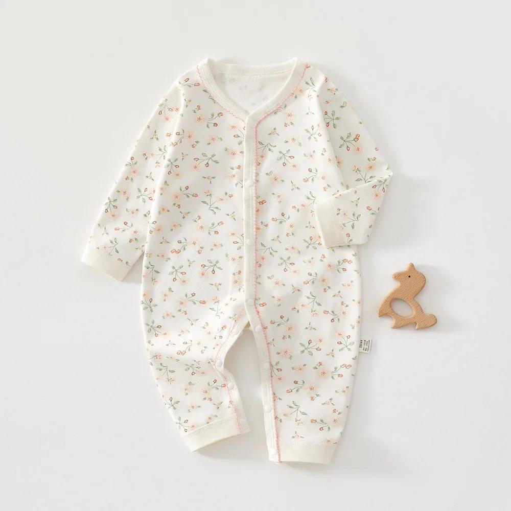 Charmante barboteuse pour bébé pour le printemps et l'automne, grenouillère douce en pur coton, styl
