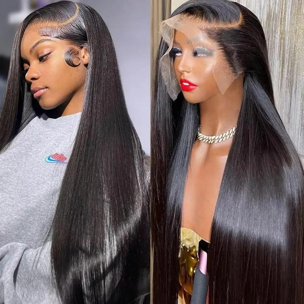 MYLOCKcloser-Perruque Lace Front Wig péruvienne naturelle lisse, 13x4, 360 de densité, 180%, pour fe