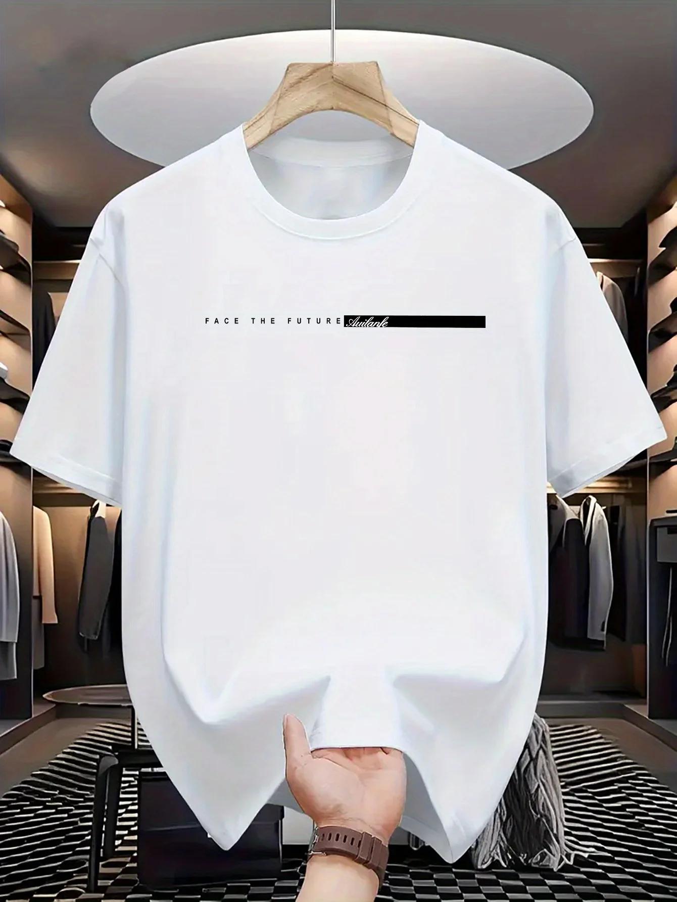 T-shirt à Manches Courtes et Col Rond pour Homme, Haut Décontracté, Coupe Ample, Grande Lettre Impri