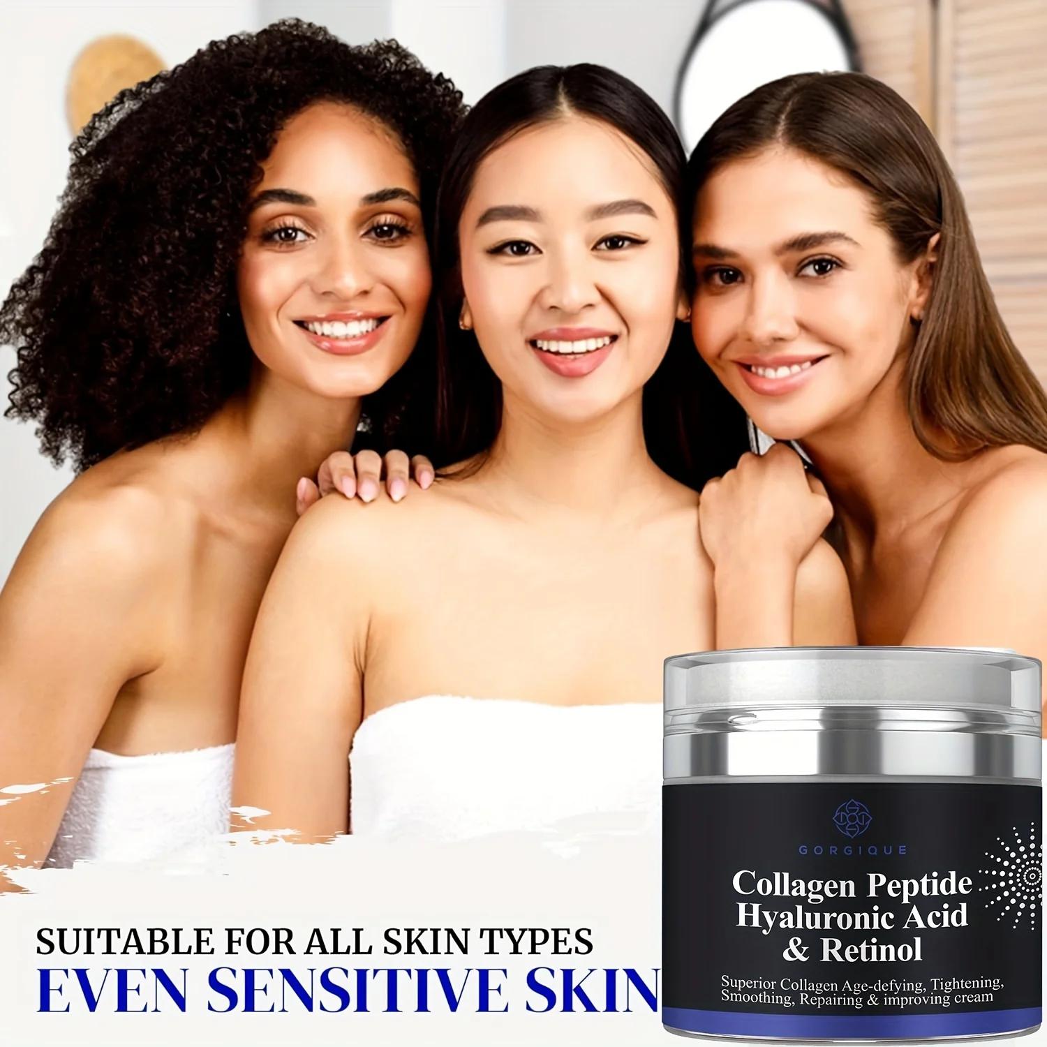 Crème peptidique au collagène, Anti-rides, acide hyaluronique et rétinol, raffermissante et raffermi