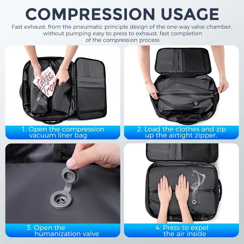FENRUIEN peut comprimer le volume du sac à dos pour ordinateur portable de 17,3 pouces avec une poig