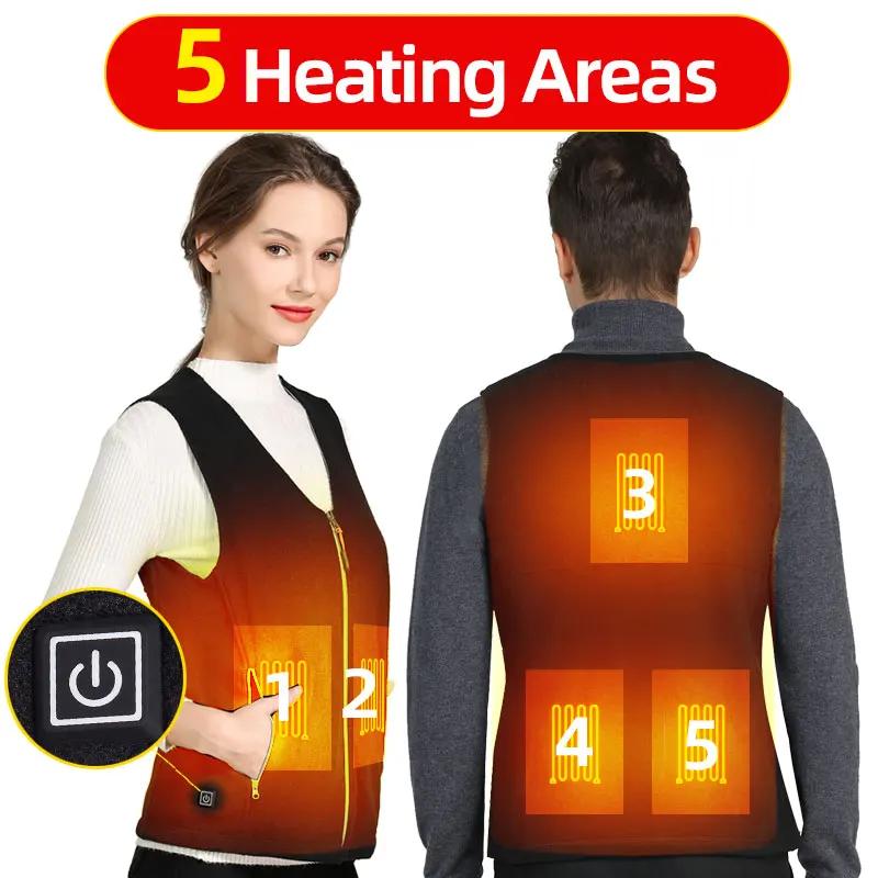 Gilet chauffant 10 zones pour hommes et femmes, veste chauffante électrique USB, gilet chauffant, ve