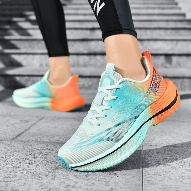 Chaussures de course Popcorn, ultra-légères avec plaque en carbone, respirantes, pour la course, amo
