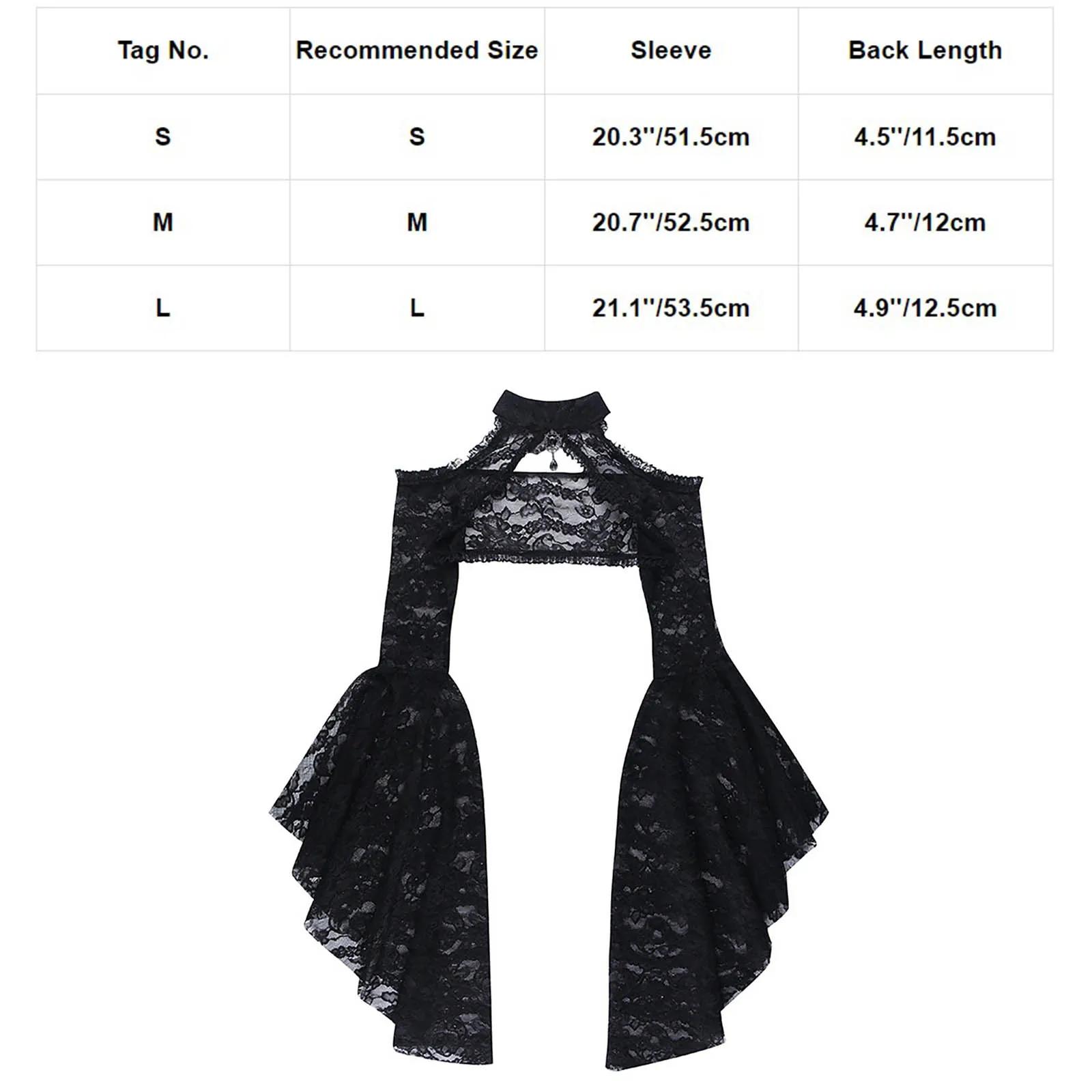 Punk boléro haussement d'épaules Top Trad Goth châles noirs manches évasées couverture enveloppes po