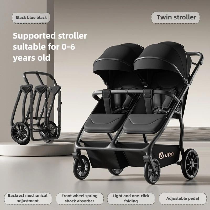 2025 nouvelle poussette bébé jumeau haute vue peut s'asseoir ou s'allonger poussette bébé légère pli