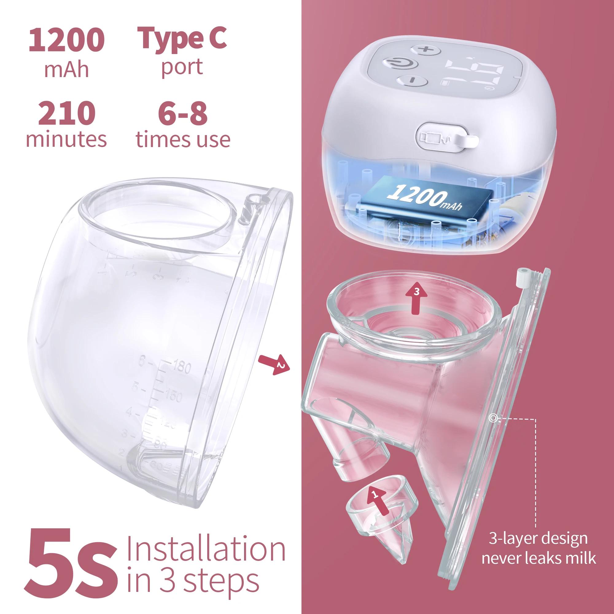 Tire-lait électrique mains libres, 2 pièces, 12 niveaux, écran LCD, Double extracteur de lait Rechar