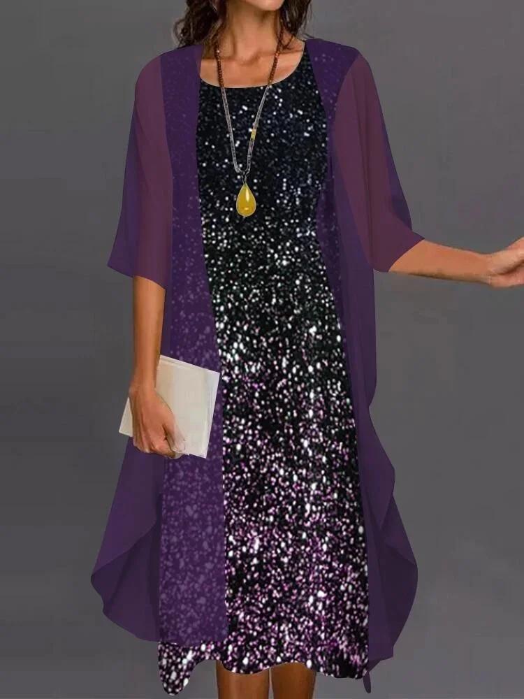 Robe d'été en mousseline de soie pour femmes, sans manches, col rond, imprimé, ample, pour soirée + 