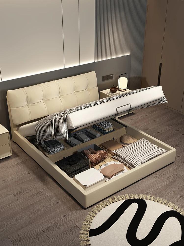 Lit de rangement en tissu personnalisé, moderne et Simple, chambre principale de 1.51.8 mètres, lit 