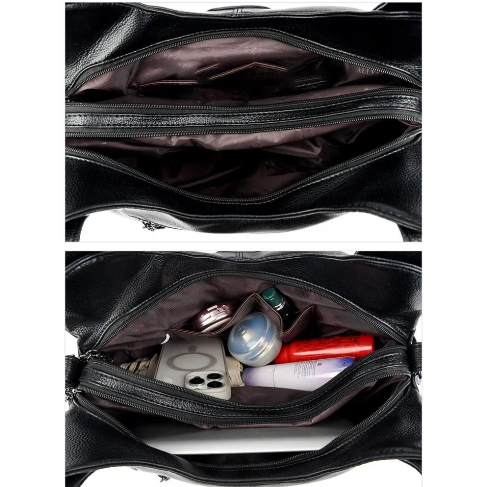 Sacs à main de luxe pour femme en cuir souple de haute qualité à deux couches, style moto, pour mère