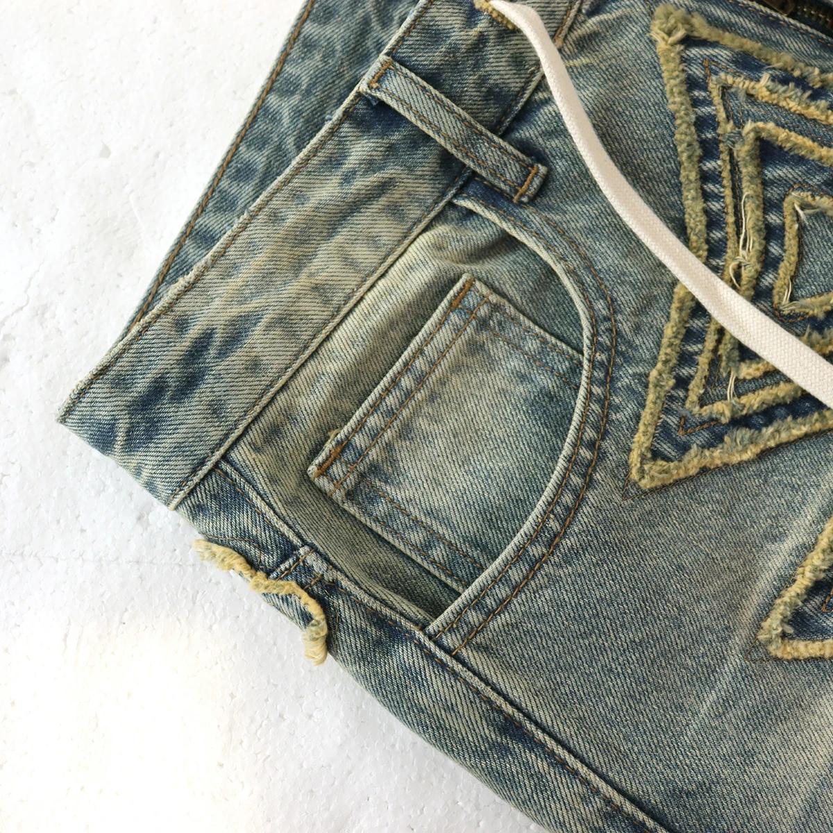 Jean baggy brodé délavé tendance 2026 pour homme – Pantalon cargo ample en denim de coton coupe droi