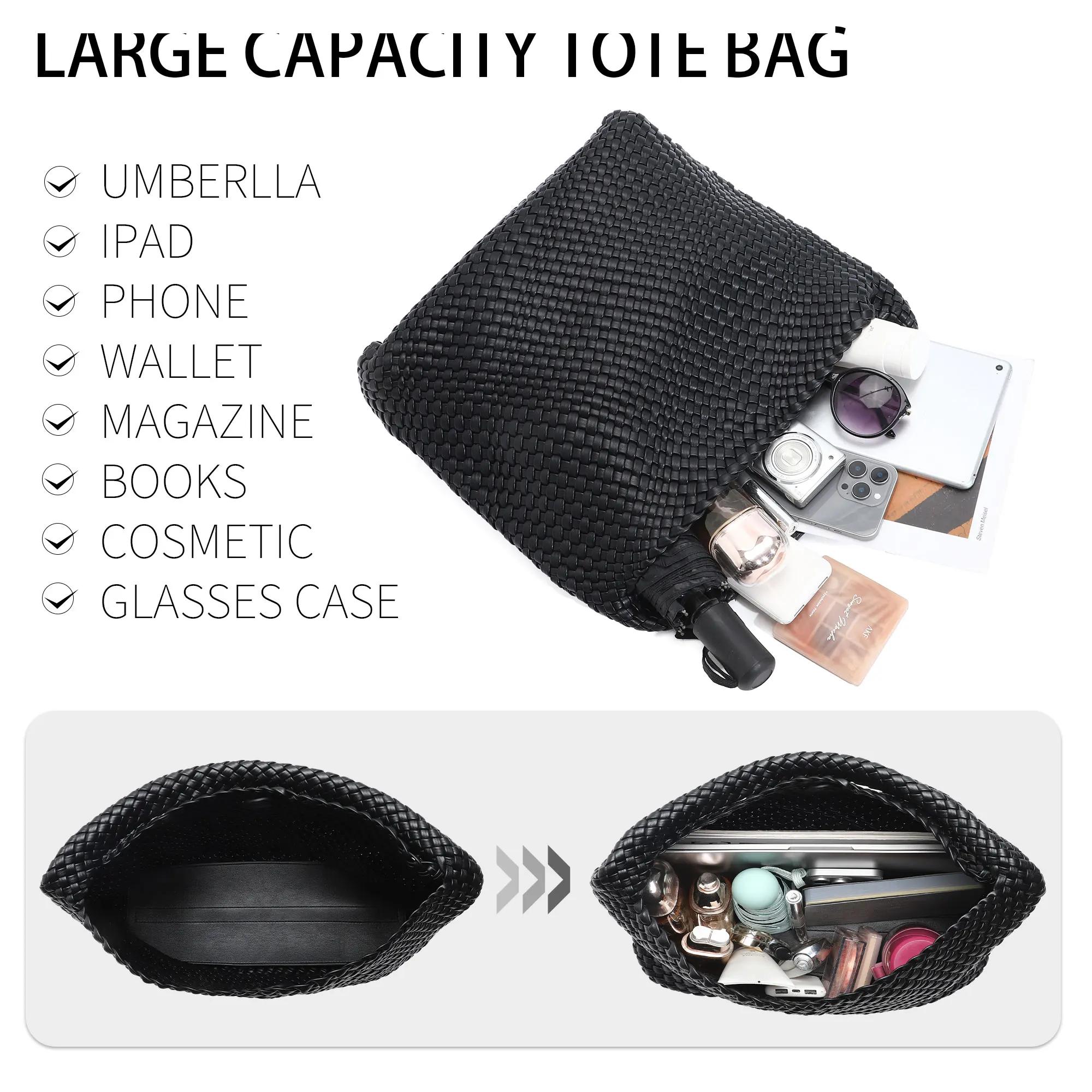 Grand sac fourre-tout tissé pour femme avec pochette, sac à bandoulière tendance, sac hobo sous le b