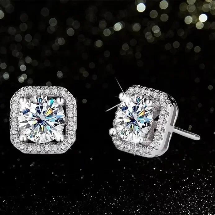 DISINIYA – boucles d'oreilles couleur Mosonite, sac carré, bijoux de mariage, fête simple et à la mo