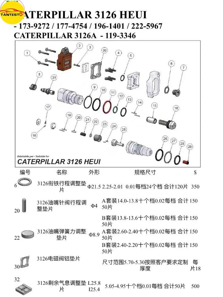 Antentesto – injecteur à rampe commune Diesel CAT 3126, électrovanne, Armature de levage, réglage du