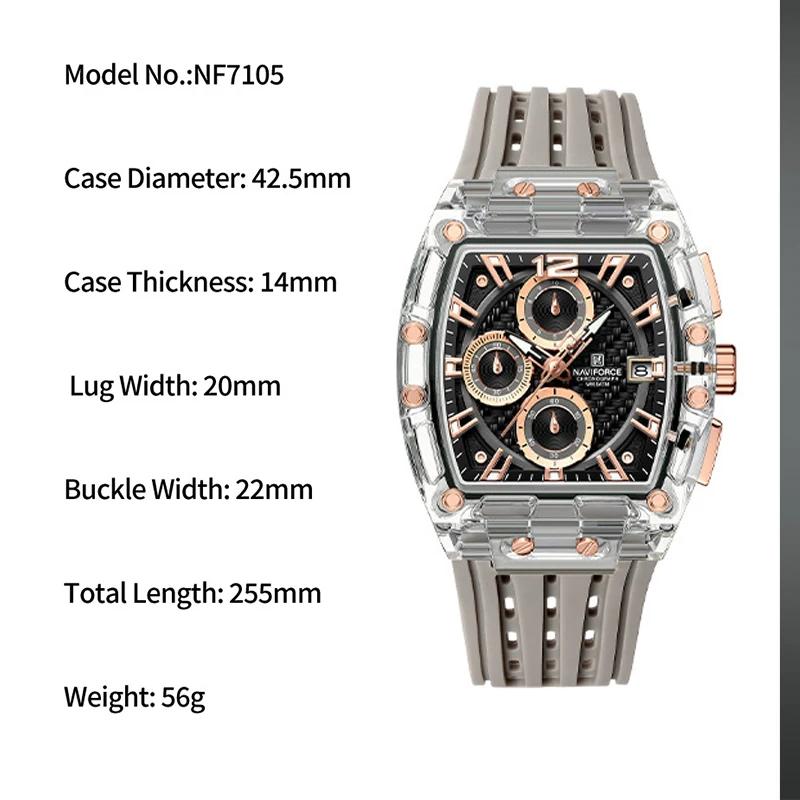 Nouveau NAVIFORCE hommes montres multifonctions à Quartz mode sport chronographe 5ATM étanche bracel