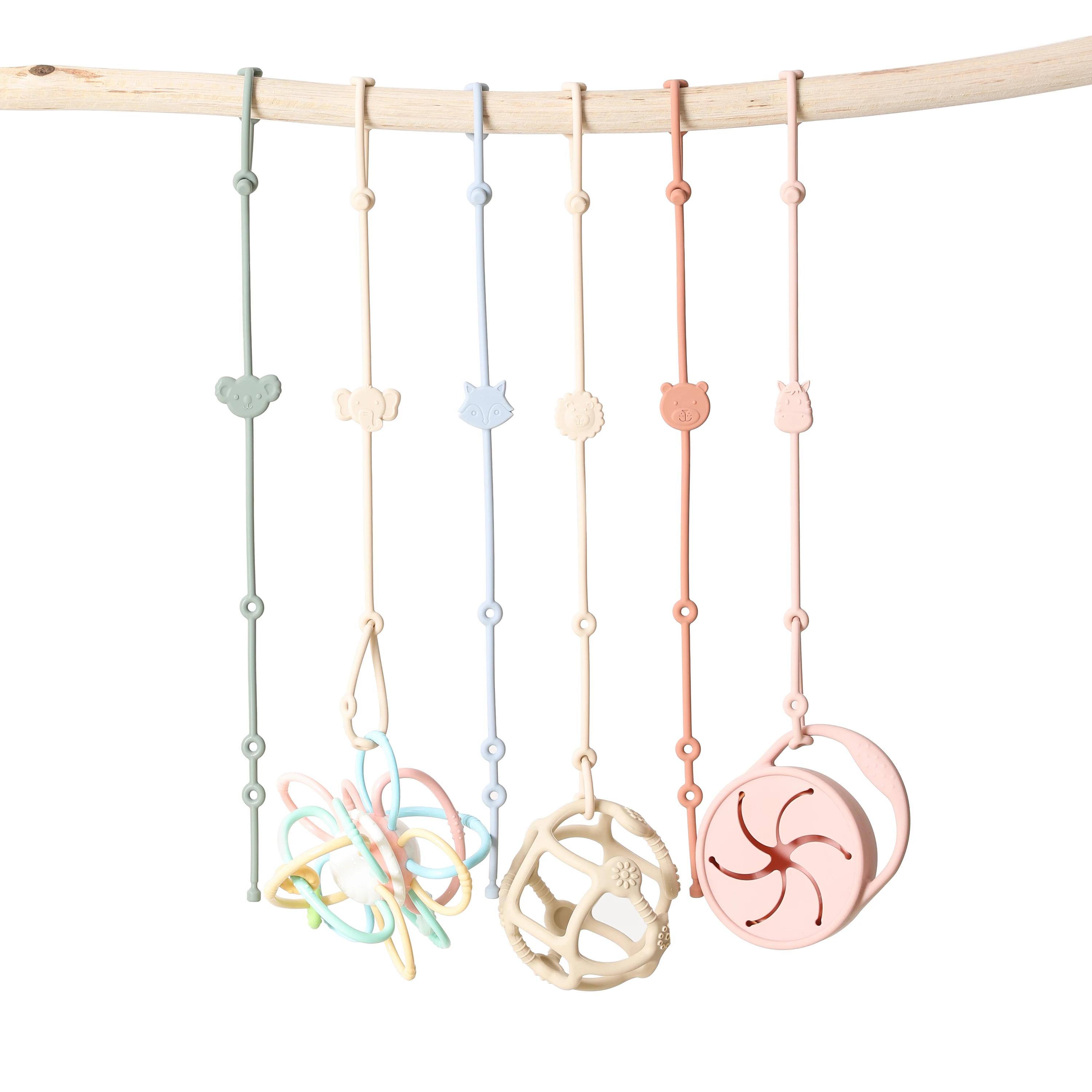 Clips sucette silicone souple 6 pièces - Accessoires réglables pour poussette et vêtements bébé