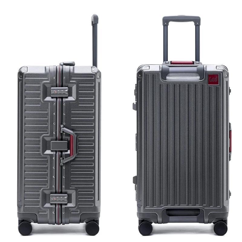 Valise de grande capacité 20/24/26/28/30 pouces, cadre en alliage d'aluminium avec roues pivotantes,