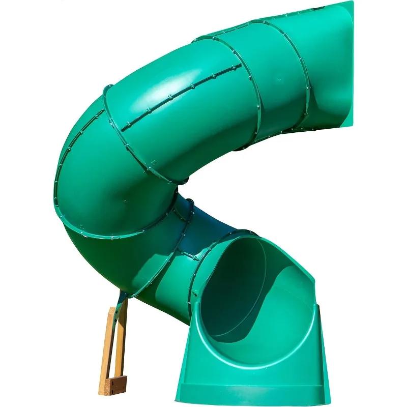 Glissière à tube en spirale haute - Sortie gauche, vert - Supports jusqu'à 5 pi. Hauteur du pont