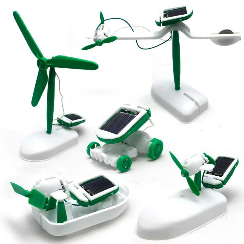 Kit de Robot à énergie solaire 6 en 1, assemblage de ventilateur de bateau, moulin à vent, jouets de